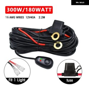 汎用 カーLED フォグランプ オン/オフスイッチ配線 ハーネス 300Wリレー12V 40A LED ライトバー 配線 ハーネス キット スイッチ - 1 Lead for 1 Lamp