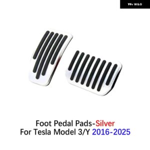 フットペダル パッド テスラ モデル3/Y 2016-2025 アクセサリー アクセルペダルカバー 滑り止め アクセル ブレーキ フットレスト ペダルエクステンダー - Silver