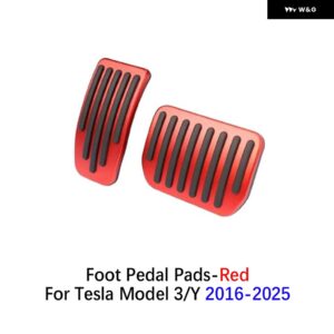 フットペダル パッド テスラ モデル3/Y 2016-2025 アクセサリー アクセルペダルカバー 滑り止め アクセル ブレーキ フットレスト ペダルエクステンダー - red