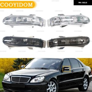 COOYIDOM 車用フロントドアサイドミラー ウィンカーライト メルセデス ベンツ W220 W215 CL S S300 1999-2002 7 LED ワイドライト