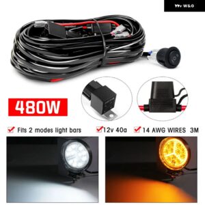 車用ワークライトスイッチ ライトバー オートバイ 用 4ランプ 高出力配線 ハーネス 車 ボート トラック 180W 300W ケーブル リレーワイヤー - TB1 Lead for 2 Lamp3