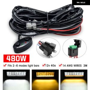 車用ワークライトスイッチ ライトバー オートバイ 用 4ランプ 高出力配線 ハーネス 車 ボート トラック 180W 300W ケーブル リレーワイヤー - TA 1 Lead for 2 Lamp2