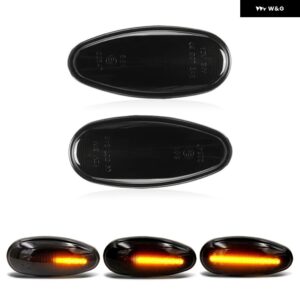 三菱 アウトランダー ランサー フリード アイミーブ パジェロ ギャラン スペース エクリプス LED サイドマーカーランプ フェンダー ウィンカー 2個 - Smoked Dynamic Amber