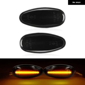 三菱 アウトランダー ランサー フリード アイミーブ パジェロ ギャラン スペース エクリプス LED サイドマーカーランプ フェンダー ウィンカー 2個 - Smoked Normal Amber