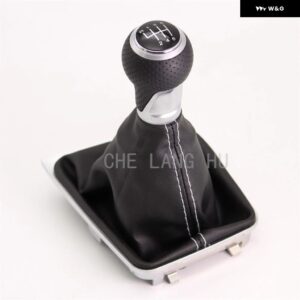 VW ゴルフ 7 A7 MK7 GTI GTD 2013 - 17 カー スタイリング 5速 6速 ギアスティック シフト ノブ ブラックレザー ブーツ 付き - 6S Gear