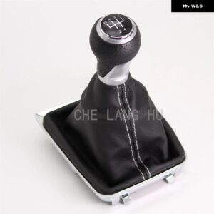 VW ゴルフ 7 A7 MK7 GTI GTD 2013 - 17 カー スタイリング 5速 6速 ギアスティック シフト ノブ ブラックレザー ブーツ 付き - 5S Gear