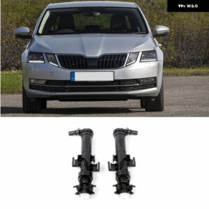 シュコダ オクタビア 2017 2018 2019 カー スタイリング フロント ヘッドライト ウォッシャースプレーノズル シリンダー ジェットとウォッシャーカバー - Pair Side Jet
