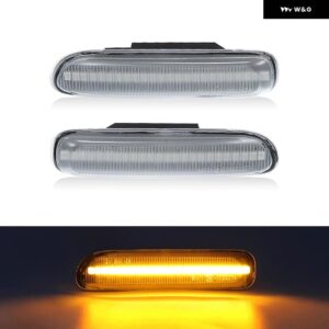 2個 BWM E46 3シリーズ セダン クーペ ツーリング カブリオレ コンパクト リムジン LED サイドマーカーランプ フェンダー ウィンカーライト - Clear Normal Amber
