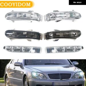 COOYIDOM 車用フロントドアサイドミラー ウィンカーライト メルセデス ベンツ W220 W215 CL S S300 1999-2003 7 LED ワイドライト