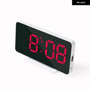 大画面と鏡面仕上げLEDデジタル目覚まし時計 スマートホームと統合や 装飾 に最適 - red