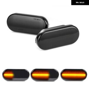 VW ボラ ゴルフ ルポ パサート ポロ シャラン ヴェント SEAT イビサ コルドバ トレド レオン シュコダ オクタビア LED サイドマーカーランプ - Smoked Dynamic Amber