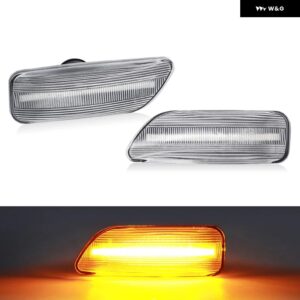 ボルボ S60 S80 V70 XC70 XC90 クリアスモークレンズ LED サイドマーカーランプ アンバー サイドフェンダー ウィンカーライト 2個 - Clear Normal Amber