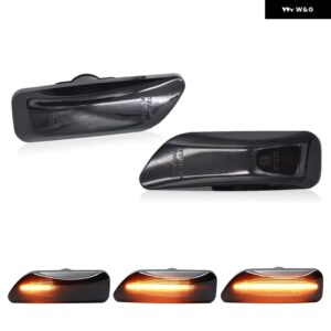 ボルボ S60 S80 V70 XC70 XC90 クリアスモークレンズ LED サイドマーカーランプ アンバー サイドフェンダー ウィンカーライト 2個 - Smoked Dynamic Amber