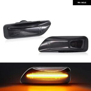 ボルボ S60 S80 V70 XC70 XC90 クリアスモークレンズ LED サイドマーカーランプ アンバー サイドフェンダー ウィンカーライト 2個 - Smoked Normal Amber