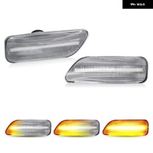 ボルボ S60 S80 V70 XC70 XC90 クリアスモークレンズ LED サイドマーカーランプ アンバー サイドフェンダー ウィンカーライト 2個 - Clear Dynamic Amber