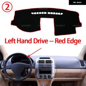 フォルクスワーゲン VW POLO MK4 9N 9N3 2002-2008 ダッシュボード カバー ダッシュボード マット カーペット パッド シェード ケープ ブランケット - Left Hand Red Edge