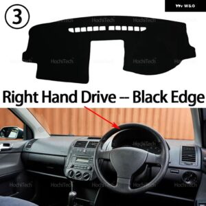 フォルクスワーゲン VW POLO MK4 9N 9N3 2002-2008 ダッシュボード カバー ダッシュボード マット カーペット パッド シェード ケープ ブランケット - Right Hand Black