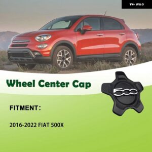 フィアット 500X 2016-2022 ホイールセンターキャップカバー ダストカバー カーアクセサリー - Black Silver A