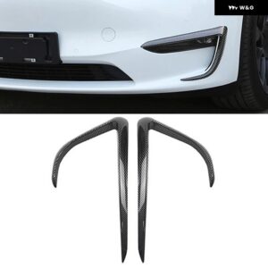 テスラ モデル3 モデルY 2016-2022 車用 フロント フォグランプ スポイラー ウインドナイフ カーボン カバー デコレーション ステッカー アクセサリー - Y Carbon Pattern