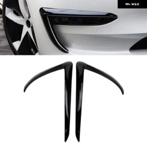 テスラ モデル3 モデルY 2016-2022 車用 フロント フォグランプ スポイラー ウインドナイフ カーボン カバー デコレーション ステッカー アクセサリー - 3 Black