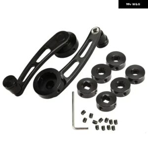 1ペア 汎用 カーウィンドウ レバー ロッキングワインディングハンドルライザーワインダーシルバーブラック 合金 ワインダーハンドルクランクライザーキット - black