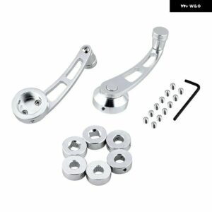 1ペア 汎用 カーウィンドウ レバー ロッキングワインディングハンドルライザーワインダーシルバーブラック 合金 ワインダーハンドルクランクライザーキット - Silver