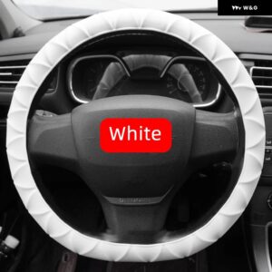 自動車用 38CM 汎用 シリコン ステアリングホイール カバー 伸縮性 ステアリングホイール カバー 柔らかく多機能な 装飾 - White