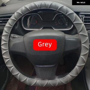自動車用 38CM 汎用 シリコン ステアリングホイール カバー 伸縮性 ステアリングホイール カバー 柔らかく多機能な 装飾 - Grey