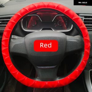 自動車用 38CM 汎用 シリコン ステアリングホイール カバー 伸縮性 ステアリングホイール カバー 柔らかく多機能な 装飾 - red