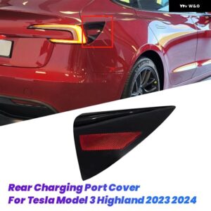 車用リア充電ポートカバー テスラ モデル3 ハイランド 2024 クォーター パネル リフレクター ライト トリム - RedBlack Right