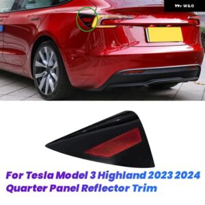 車用リア充電ポートカバー テスラ モデル3 ハイランド 2024 クォーター パネル リフレクター ライト トリム - RedBlack Left