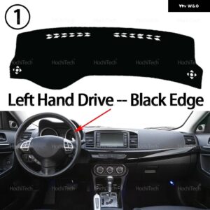 三菱 ランサー9 GLX 第9世代 2008-2020 車用 ダッシュボード カバー 光を避ける パッド 計器プラットフォームカバー マット カーペット - Left Hand Black