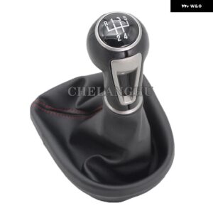 5/6速MT車用ギアスティック シフト ノブ PUレザー ブーツ シート レオン 2006 - 12 - 5 Speed Red