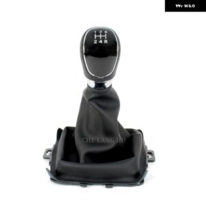 フォード フィエスタ 2008 - 12 カー スタイリング 5/6速ギアスティック シフト ノブ レベルボール PUレザー ブーツ - 5S Black