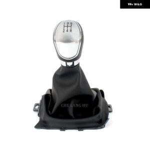 フォード フィエスタ 2008 - 12 カー スタイリング 5/6速ギアスティック シフト ノブ レベルボール PUレザー ブーツ - 5S Silver