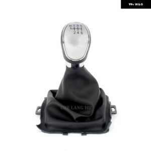 フォード フィエスタ 2008 - 12 カー スタイリング 5/6速ギアスティック シフト ノブ レベルボール PUレザー ブーツ - 6S Silver