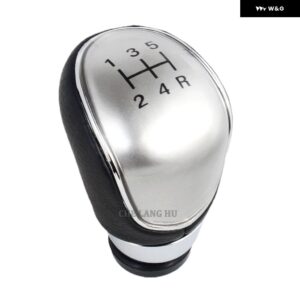 フォード フィエスタ 2008 - 12 カー スタイリング 5/6速ギアスティック シフト ノブ レベルボール PUレザー ブーツ - 5S Silver Gear
