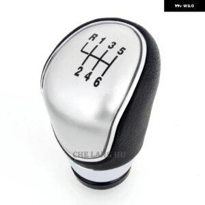 フォード フィエスタ 2008 - 12 カー スタイリング 5/6速ギアスティック シフト ノブ レベルボール PUレザー ブーツ - 6S Silver Gear
