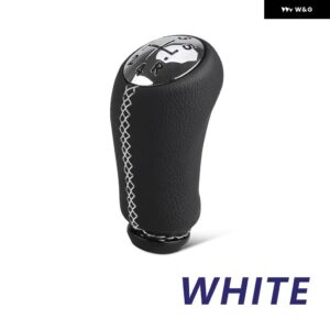 赤 白 レザーギアロッド ルノー マニュアル ギアヘッドに適合 ギア シフト ノブパーツを更新 - White