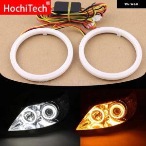 コットンホワイトイエロースイッチバックリングエンジェルアイ60MM 70MM 80MM 90MM 100MM 110MM 120MMオートDRLアイ ウィンカー付き - 2pcs 60mm