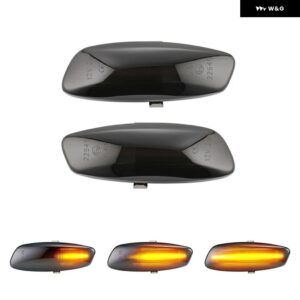 プジョー 207 308 3008 5008 RCZ パートナー シトロエン C3 C4 C5 DS3 DS4 LED サイドマーカーランプ ミラー 下 ウィンカーライト 2個 - Smoked Dynamic Amber