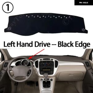 滑り止めマット ダッシュボード カバー パッド サンシェード ダッシュマット カーペット カーアクセサリー トヨタ ハイランダー XU20 2001-2007 - Left Hand Black