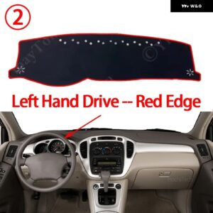 滑り止めマット ダッシュボード カバー パッド サンシェード ダッシュマット カーペット カーアクセサリー トヨタ ハイランダー XU20 2001-2007 - Left Hand Red Edge