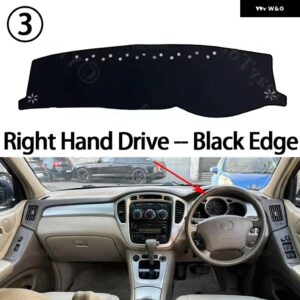 滑り止めマット ダッシュボード カバー パッド サンシェード ダッシュマット カーペット カーアクセサリー トヨタ ハイランダー XU20 2001-2007 - Right Hand Black