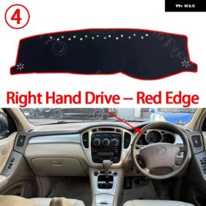 滑り止めマット ダッシュボード カバー パッド サンシェード ダッシュマット カーペット カーアクセサリー トヨタ ハイランダー XU20 2001-2007 - Right Hand Red Edge