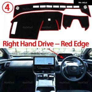 トヨタ BZ4X スバル ソルテラ 2022-2026 ダッシュボード カバー パッド 日焼け防止 パッド UVカットマット 左ハンドル と 右ハンドル - Right Hand Red Edge