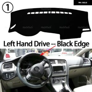 フォルクスワーゲン VW ゴルフ 7 MK7 2013-2019 ダッシュボード カバー パッド カーライナー 紫外線防止マット サンシェード ダッシュマット カーペット - Left Hand Black