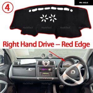 スマート フォーツー 2008 - 13 オート ダッシュボード カバー ダッシュマットボード パッド カーペットダッシュマット UVカットマット - Right Hand Red Edge