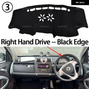 スマート フォーツー 2008 - 13 オート ダッシュボード カバー ダッシュマットボード パッド カーペットダッシュマット UVカットマット - Right Hand Black