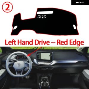 フォルクスワーゲン VW ID.4 CROZZ 2021-2024 滑り止めマット ダッシュボード カバー パッド サンシェード ダッシュマットカーペットカーアクセサリー - Left Hand Red Edge